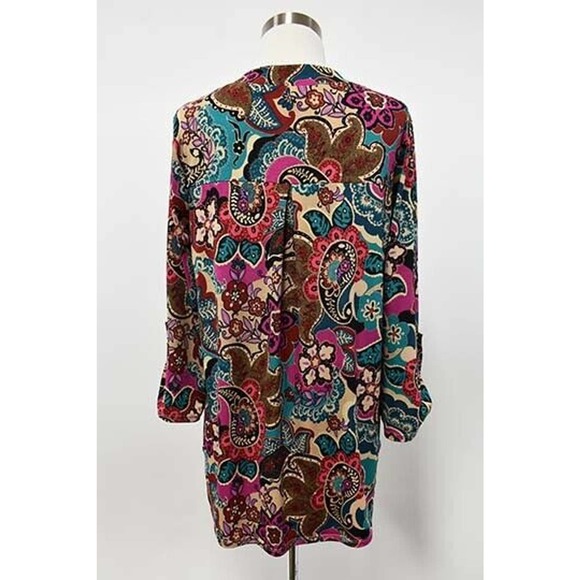 Dear Scarlett Women's Lizzy Paisley Long Sleeve V-Neck Blouse Top in Multi Color - Picture 5 of 5